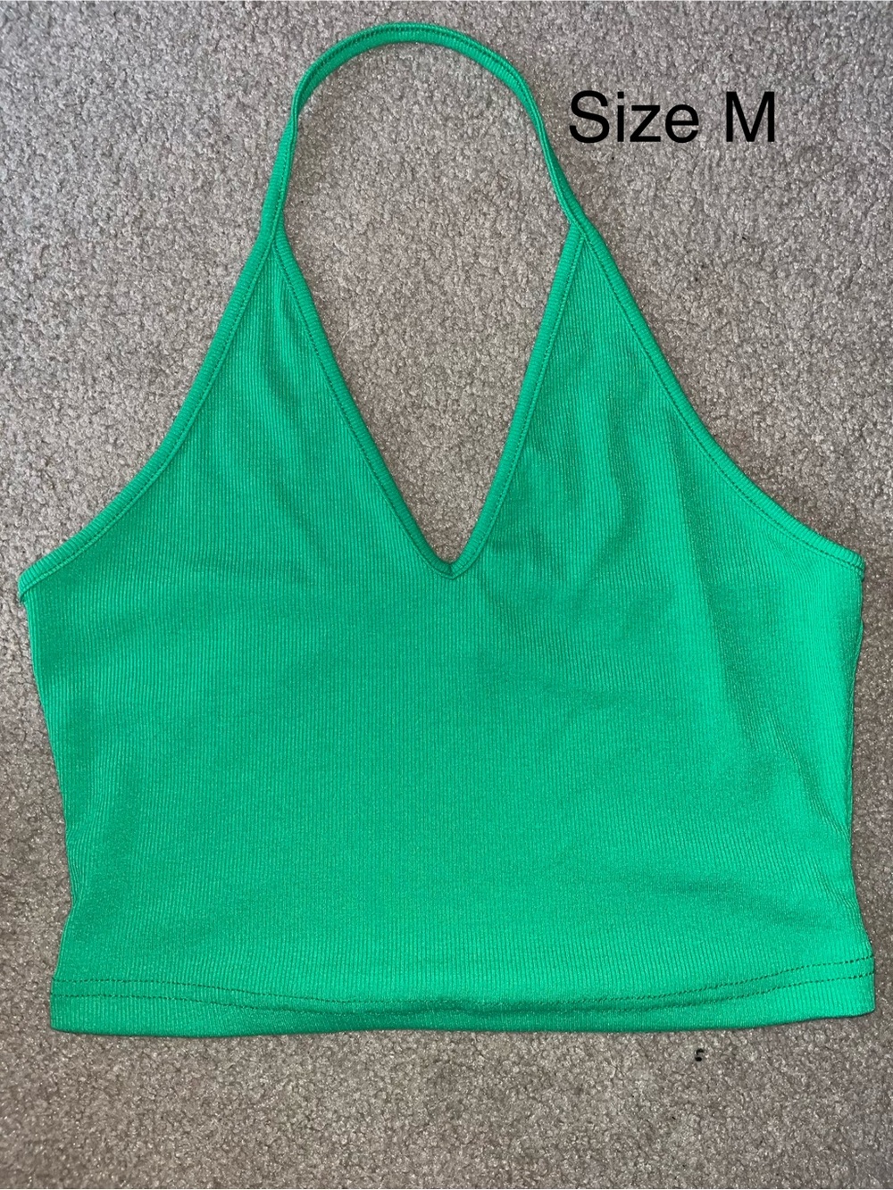 SHEIN Bright Green V-Neck Halter Crop Top